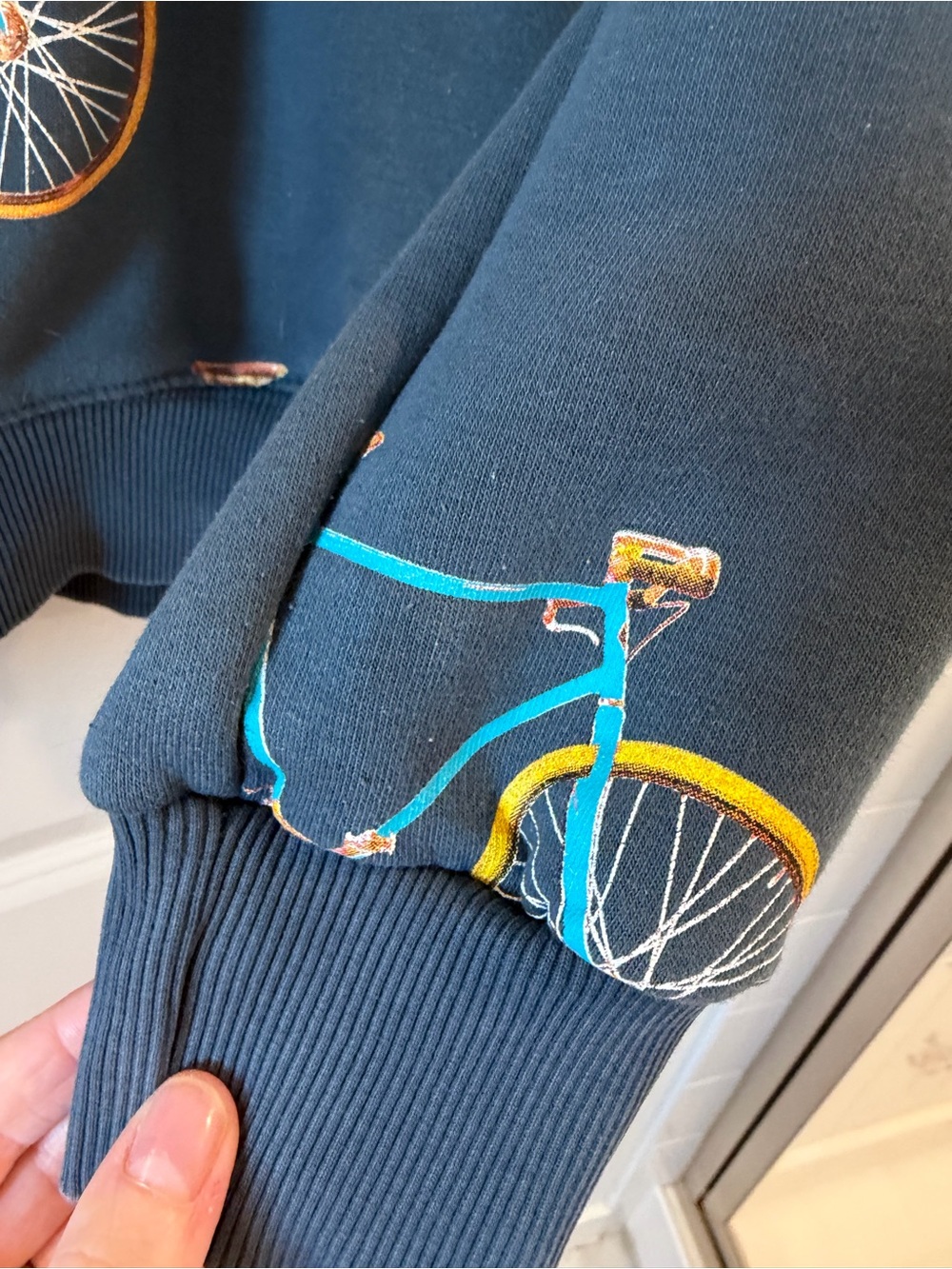 Fox Amsterdam Bicycle Graphic Hoodie - Teal & Yellow on Charcoal - Picture 3 of 4